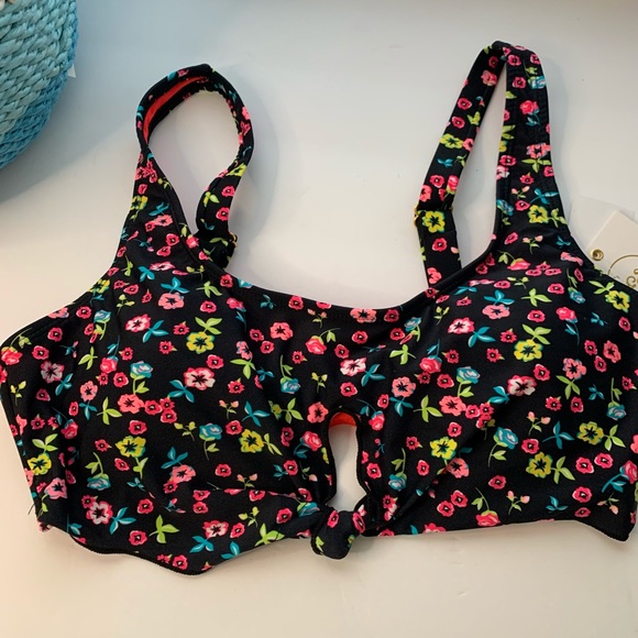 Cyn & Luca Swimsuit Top floral print/ Blqck Large - Picture 6 of 16